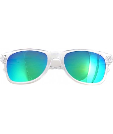 Wayfarer Sunglasses Classic Clear Frame Horn Rimmed Eyewear Classic Retro 80's - Green/Blue - CL126RFIHIF $18.65