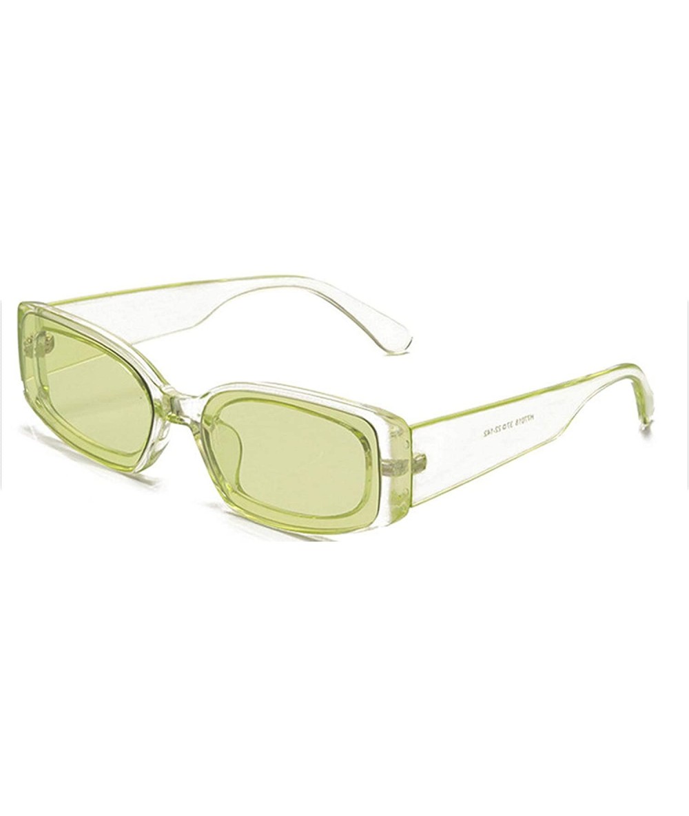 Round Cat Eye Sunglasses Women Fashion Rectangle Sun Glasses Vintage Candy Color Eyewear Shades - Green - CH19859SIE0 $32.44