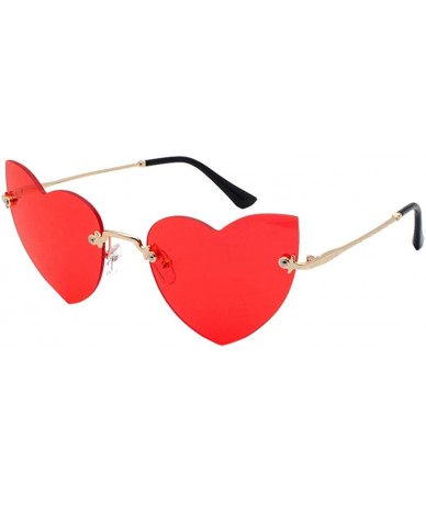 Goggle Clout Goggle Heart Shape Sunglasses Rimless Lens Vintage Cat Eye Mod Style Retro Shades - Red - CM18UE0QCUR $21.66