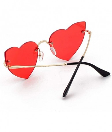 Goggle Clout Goggle Heart Shape Sunglasses Rimless Lens Vintage Cat Eye Mod Style Retro Shades - Red - CM18UE0QCUR $21.66