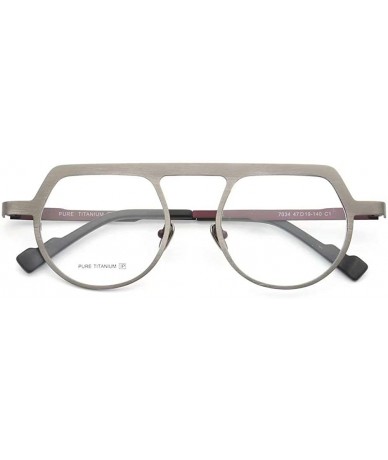 Aviator Men's Women's Pure Titanium Retro Classic Round Aviator Style Eyeglass Frames - Grey - CH18A6GNWK3 $60.38