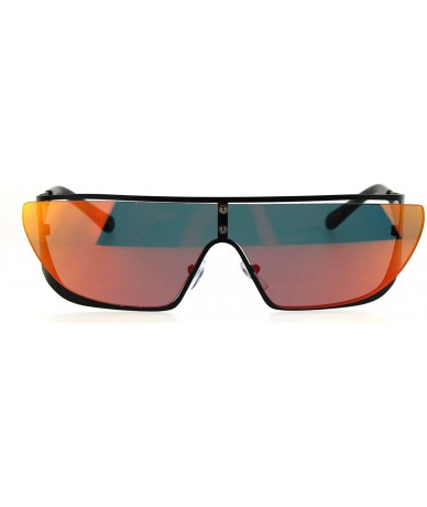 Shield Shield Gothic Robotic Funky Disco Metal Rim Color Mirror Sunglasses - Orange - C9185KLTHLS $18.95