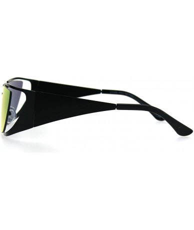 Shield Shield Gothic Robotic Funky Disco Metal Rim Color Mirror Sunglasses - Orange - C9185KLTHLS $18.95