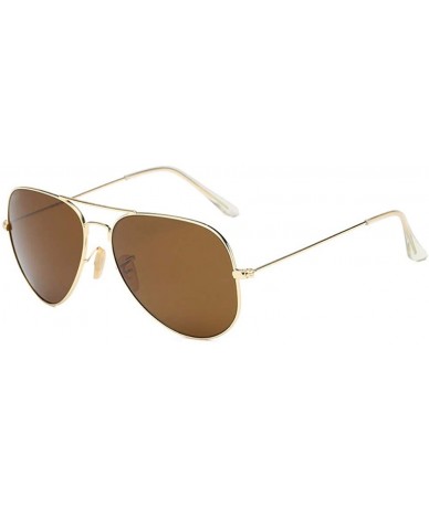 Aviator Glass Lens Toad Lens Sunglasses Driver's Sunglasses Classic Pilot's Glasses Retro Metal Lens - B - CY18QO3W4ET $62.15