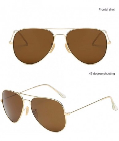 Aviator Glass Lens Toad Lens Sunglasses Driver's Sunglasses Classic Pilot's Glasses Retro Metal Lens - B - CY18QO3W4ET $62.15