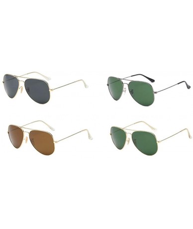 Aviator Glass Lens Toad Lens Sunglasses Driver's Sunglasses Classic Pilot's Glasses Retro Metal Lens - B - CY18QO3W4ET $62.15