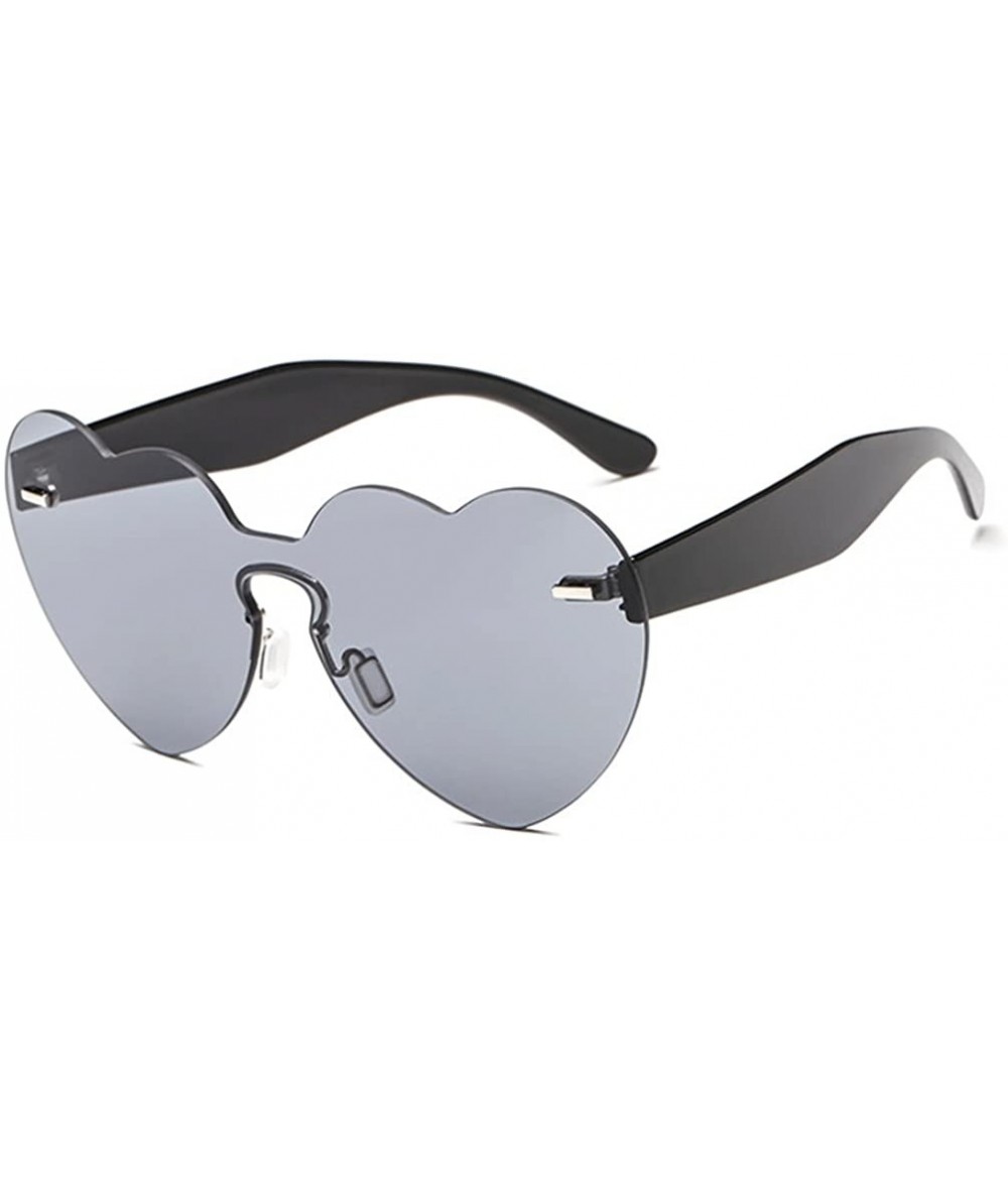 Oversized Heart Sunglasses for Women Oversized Rimless One Piece Clear Colored Sunglasses - Grey - C3180C5GO3N $18.13