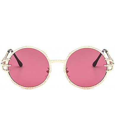 Round Stylish Round Pearl Decor Sunglasses UV Protection Metal Frame - Gold Frame Red Lens - CO18TZL5Y2Y $25.67