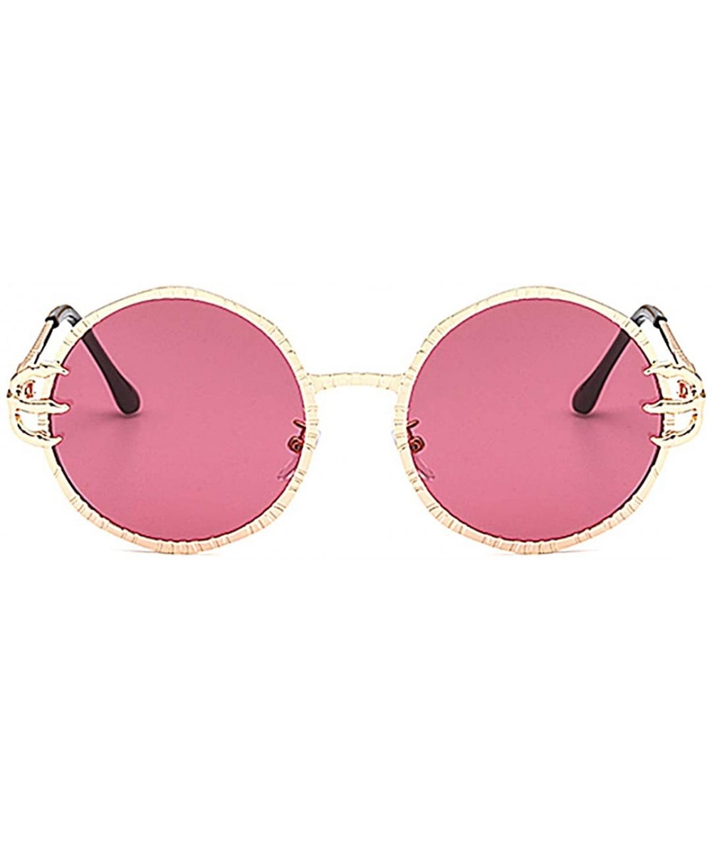 Round Stylish Round Pearl Decor Sunglasses UV Protection Metal Frame - Gold Frame Red Lens - CO18TZL5Y2Y $25.67