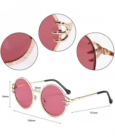 Round Stylish Round Pearl Decor Sunglasses UV Protection Metal Frame - Gold Frame Red Lens - CO18TZL5Y2Y $25.67