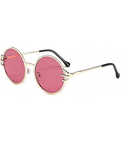 Round Stylish Round Pearl Decor Sunglasses UV Protection Metal Frame - Gold Frame Red Lens - CO18TZL5Y2Y $25.67