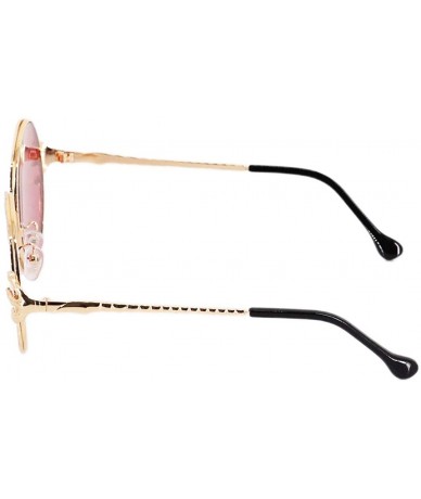 Round Stylish Round Pearl Decor Sunglasses UV Protection Metal Frame - Gold Frame Red Lens - CO18TZL5Y2Y $25.67