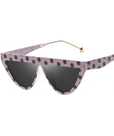 Oversized Oversize Square Frame Flat Top Sunglasses Women Retro Cat Eye Sun Glasses Femalel - Dot Gray - CO1999CM4W6 $21.97