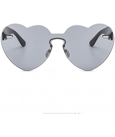 Oversized Heart Sunglasses for Women Oversized Rimless One Piece Clear Colored Sunglasses - Grey - C3180C5GO3N $18.13