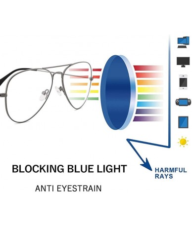 Aviator Retro Aviator Style Blue Light Blocking Computer Glasses Reduce Eye Strain Video Eyeglasses for Men Women - CR18X7ZDX...