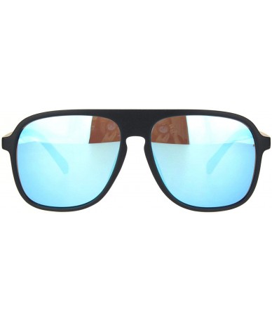 Sport Mens Racer Plastic Flat Top Mobster Pilots Style Sunglasses - Black Blue Mirror - CC18MD6O73N $18.49