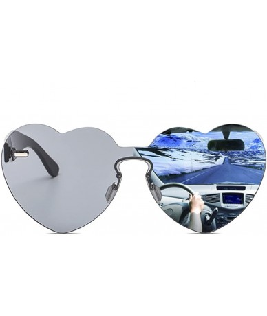 Oversized Heart Sunglasses for Women Oversized Rimless One Piece Clear Colored Sunglasses - Grey - C3180C5GO3N $18.13