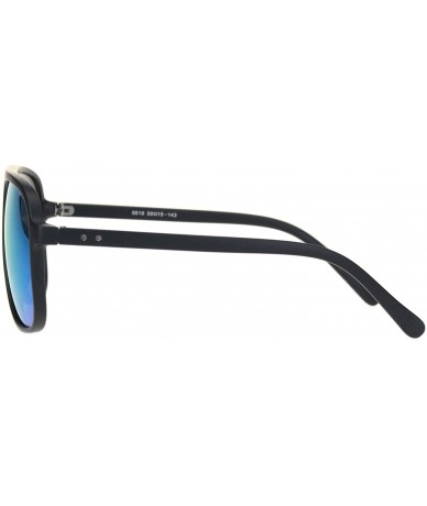 Sport Mens Racer Plastic Flat Top Mobster Pilots Style Sunglasses - Black Blue Mirror - CC18MD6O73N $18.49