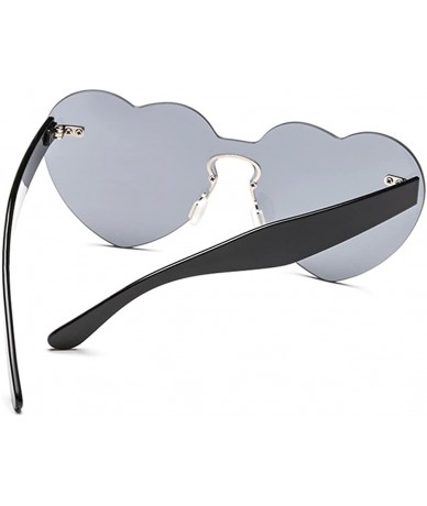 Oversized Heart Sunglasses for Women Oversized Rimless One Piece Clear Colored Sunglasses - Grey - C3180C5GO3N $18.13