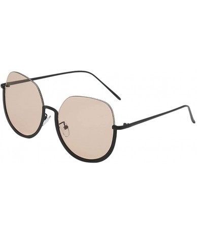 Semi-rimless Women Vintage Oversized Sunglasses Semi-Rimless Frame Shades Flat Lens Eyewear - Coffee - CW18U8LIHT6 $21.06