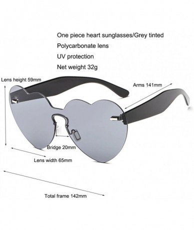 Oversized Heart Sunglasses for Women Oversized Rimless One Piece Clear Colored Sunglasses - Grey - C3180C5GO3N $18.13