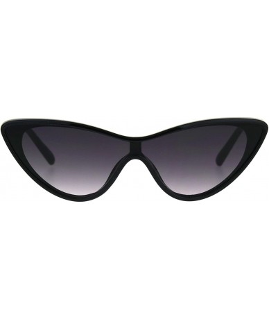 Cat Eye Womens Shield Futuristic Cat Eye Funky Plastic Sunglasses - Shiny Black Smoke - CA180GG425R $19.17