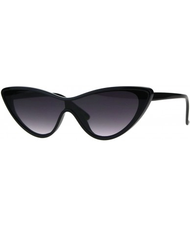 Cat Eye Womens Shield Futuristic Cat Eye Funky Plastic Sunglasses - Shiny Black Smoke - CA180GG425R $19.17