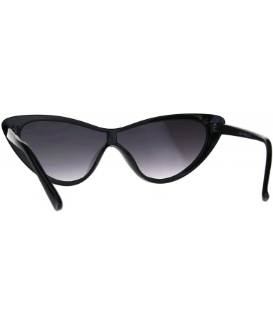 Cat Eye Womens Shield Futuristic Cat Eye Funky Plastic Sunglasses - Shiny Black Smoke - CA180GG425R $19.17