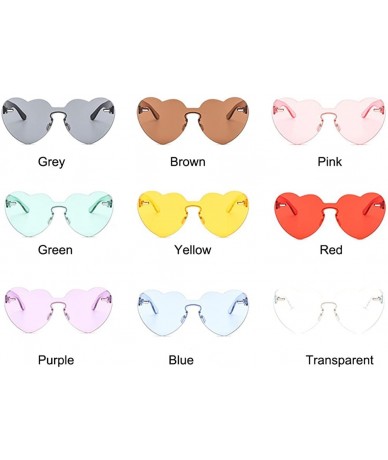 Oversized Heart Sunglasses for Women Oversized Rimless One Piece Clear Colored Sunglasses - Grey - C3180C5GO3N $18.13