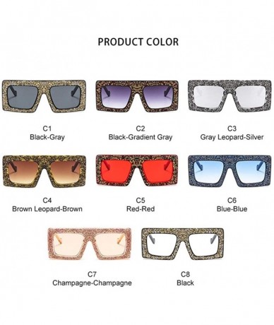 Square New Fashion Square Sunglasses Women Vintage Diamond Decoration Oversized Sun Glasses Meale Personality Goggles - CI198...