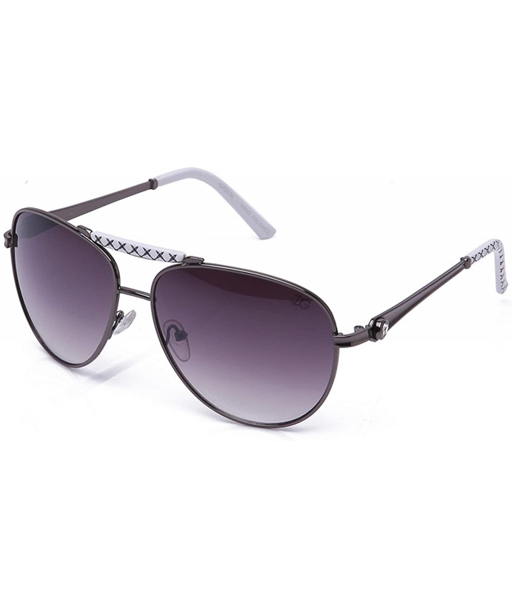 Shield Aviators Oversized Temple Design UV Protection Shield Lenses Pilot Style - Gunmetal/White - CZ17YXRX8I2 $18.14