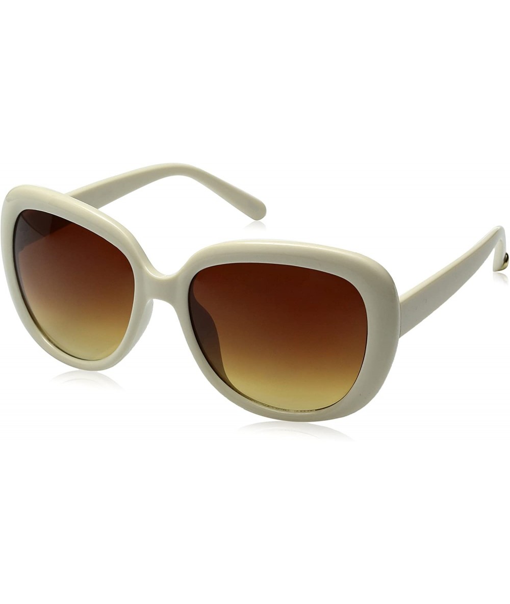 Oversized Oversized Women's Polarized Oval Sunglasses - Cream- Gradientbrown - CY12MZGTIHP $18.67