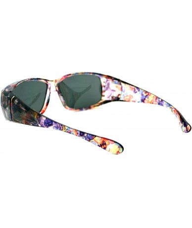 Rectangular Womens Fit Over Glasses Polarized Sunglasses Rhinestones Floral - Purple Brown - C61880N5K7K $24.48