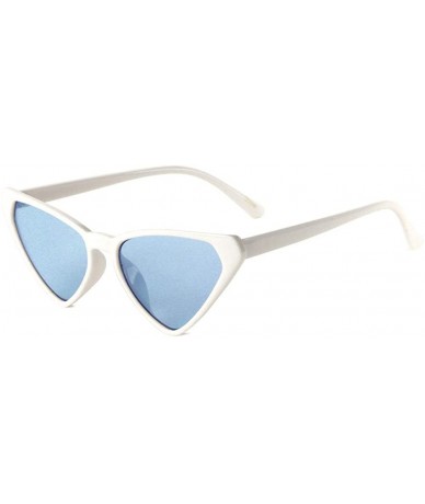 Cat Eye Retro Sharp Triangular Cat Eye Color Lens Sunglasses - Blue White - CV1996Q4579 $26.73