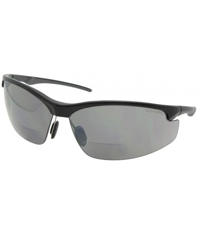 Wrap Sport Semi Rimless Bifocal Reader Sunglasses B55 - Flat Black-non Polarized Gray Lens - CJ18C4H5R5H $31.86