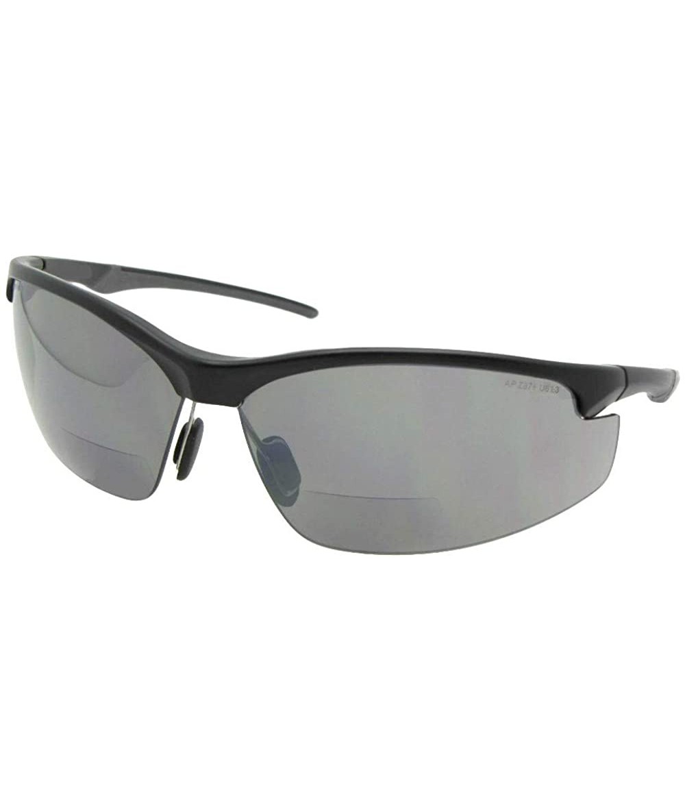 Wrap Sport Semi Rimless Bifocal Reader Sunglasses B55 - Flat Black-non Polarized Gray Lens - CJ18C4H5R5H $31.86