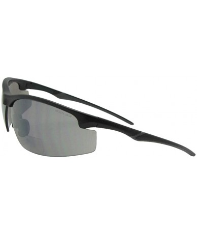 Wrap Sport Semi Rimless Bifocal Reader Sunglasses B55 - Flat Black-non Polarized Gray Lens - CJ18C4H5R5H $31.86