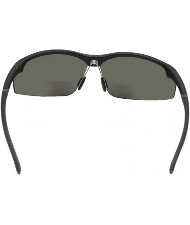 Wrap Sport Semi Rimless Bifocal Reader Sunglasses B55 - Flat Black-non Polarized Gray Lens - CJ18C4H5R5H $31.86