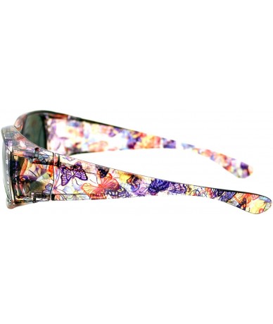 Rectangular Womens Fit Over Glasses Polarized Sunglasses Rhinestones Floral - Purple Brown - C61880N5K7K $24.48