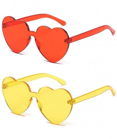 Oversized Heart Transparent Multicolor Party Favors Big Rimless Sunglasses for Women - Red + Yellow - CO18O4AD3L6 $23.54