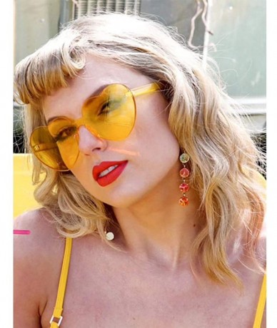 Oversized Heart Transparent Multicolor Party Favors Big Rimless Sunglasses for Women - Red + Yellow - CO18O4AD3L6 $23.54