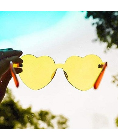 Oversized Heart Transparent Multicolor Party Favors Big Rimless Sunglasses for Women - Red + Yellow - CO18O4AD3L6 $23.54