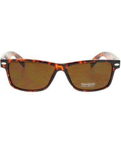 Rectangular Unisex Sunglasses Classic Short Rectangular Horn Rim Frame - Tortoise - C711UWFA12V $18.59