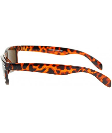 Rectangular Unisex Sunglasses Classic Short Rectangular Horn Rim Frame - Tortoise - C711UWFA12V $18.59