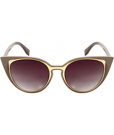 Cat Eye Vintage Inspired Cut Out Cat Eye Sunnies W/Gradient Lens 32155-AP - Light Brown+matte Gold - CN12IK3BGK3 $17.80