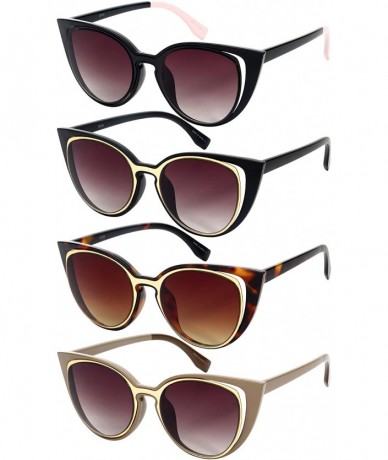 Cat Eye Vintage Inspired Cut Out Cat Eye Sunnies W/Gradient Lens 32155-AP - Light Brown+matte Gold - CN12IK3BGK3 $17.80