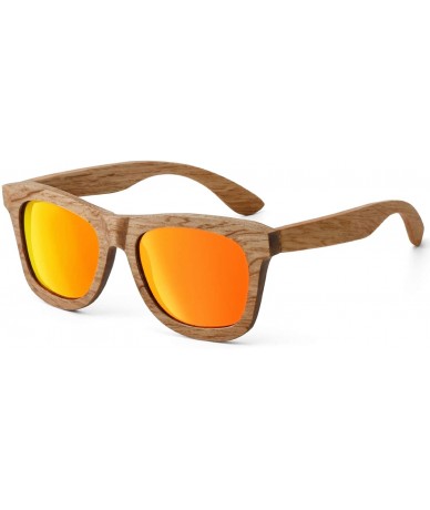 Square Polarized Sunglasses for Men and Women - Handmade Wood Glasses/Real Wooden Sunglasses - Red - CO18U0ZZ5EY $29.72