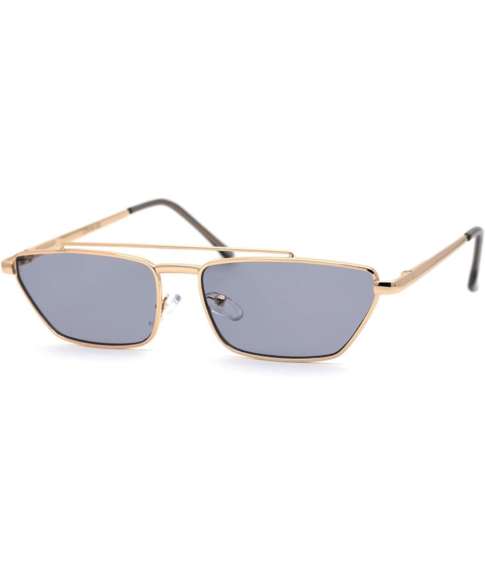 Rectangular Squared Flat Top Bridge Metal Rim Dad Sunglasses - Gold Solid Grey - C41959TLU85 $23.50