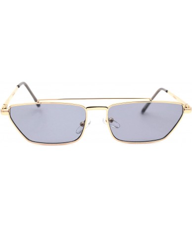 Rectangular Squared Flat Top Bridge Metal Rim Dad Sunglasses - Gold Solid Grey - C41959TLU85 $23.50