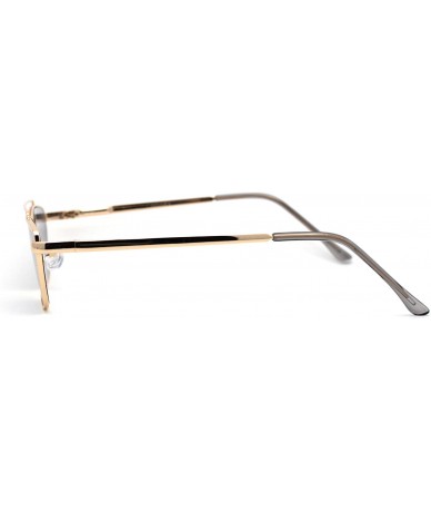 Rectangular Squared Flat Top Bridge Metal Rim Dad Sunglasses - Gold Solid Grey - C41959TLU85 $23.50